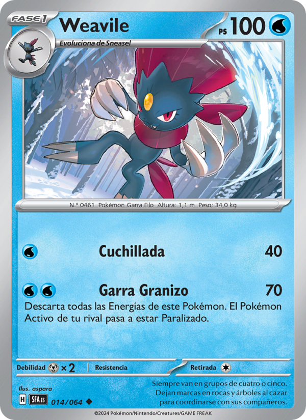 Weavile 014 — Fabula Sombría (Spanish Pokémon TCG card)