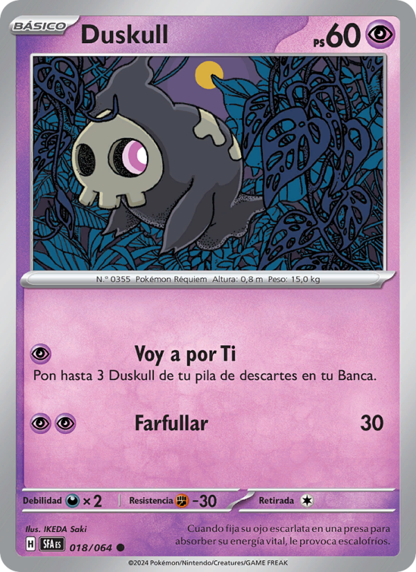 Duskull 018 — Fabula Sombría (Spanish Pokémon TCG card)