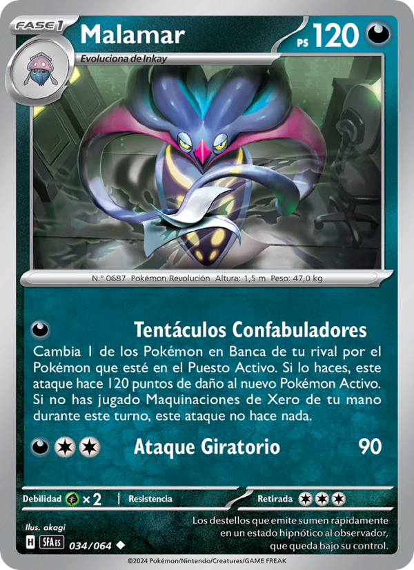 Malamar 034 — Fabula Sombría (Spanish Pokémon TCG card)