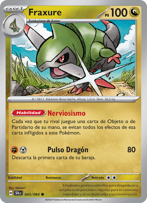 Fraxure 045 — Fabula Sombría (Spanish Pokémon TCG card)