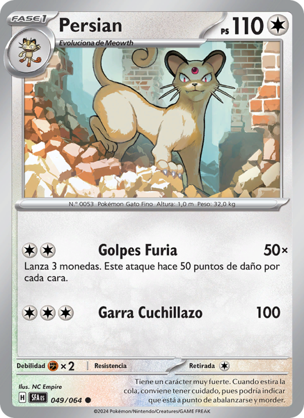 Persian 049 — Fabula Sombría (Spanish Pokémon TCG card)
