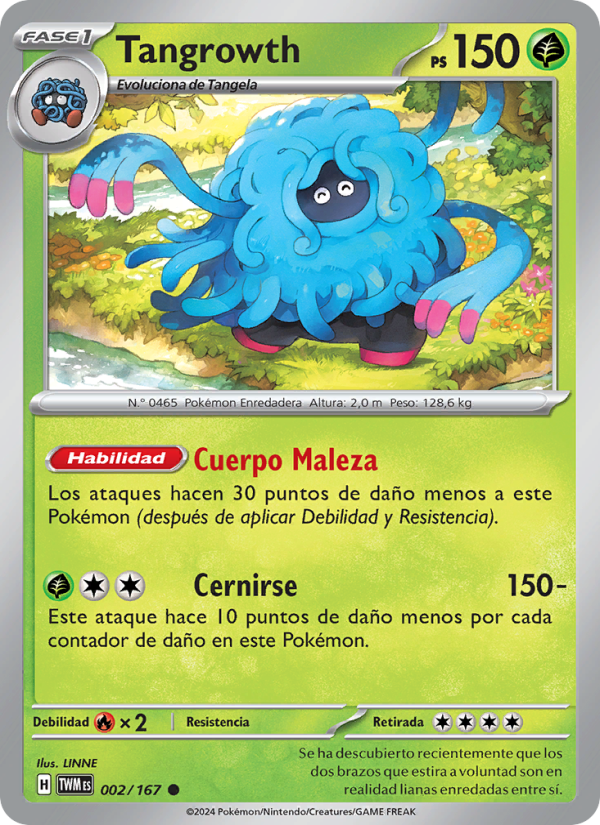 Tangrowth 002 — Mascarada Crepuscular (Spanish Pokémon TCG card)