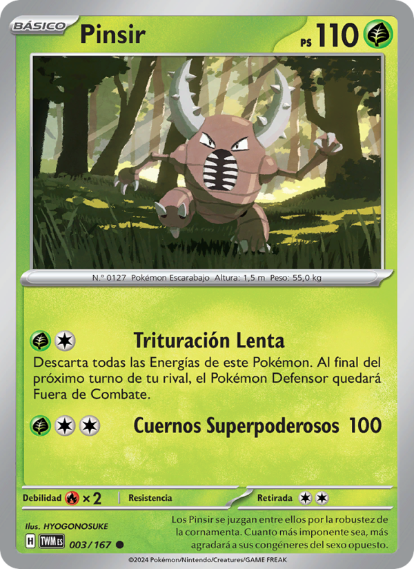 Pinsir 003 — Mascarada Crepuscular (Spanish Pokémon TCG card)