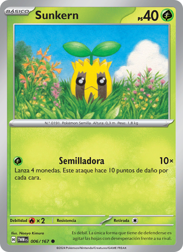 Sunkern 006 — Mascarada Crepuscular (Spanish Pokémon TCG card)