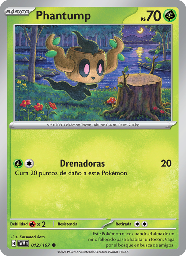 Phantump 012 — Mascarada Crepuscular (Spanish Pokémon TCG card)