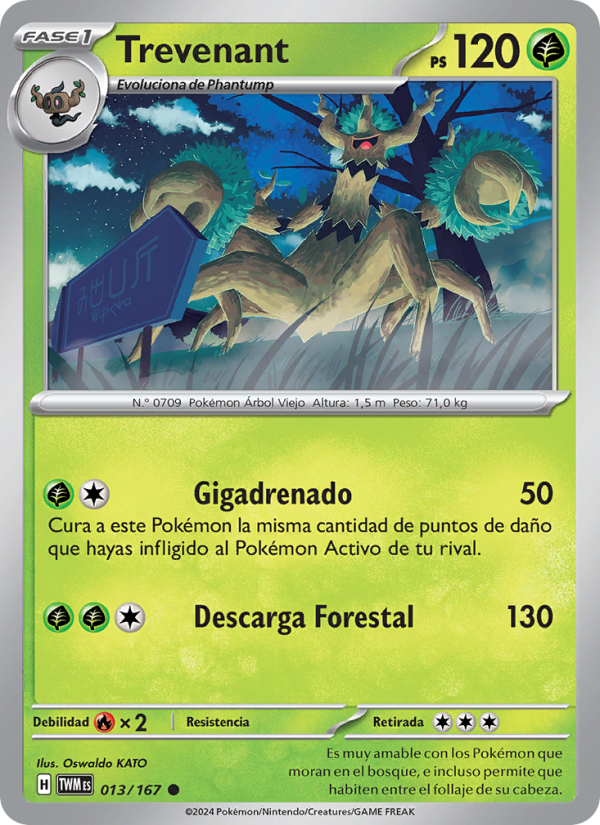Trevenant 013 — Mascarada Crepuscular (Spanish Pokémon TCG card)