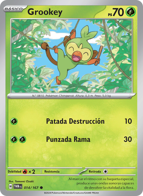 Grookey 014 — Mascarada Crepuscular (Spanish Pokémon TCG card)