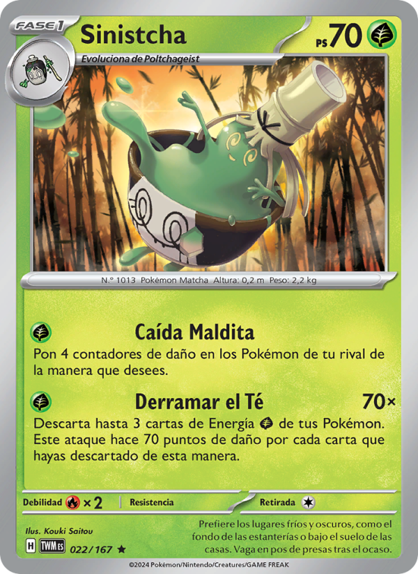 Sinistcha 022 — Mascarada Crepuscular (Spanish Pokémon TCG card)