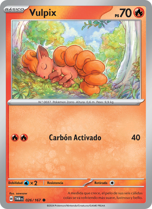 Vulpix 026 — Mascarada Crepuscular (Spanish Pokémon TCG card)