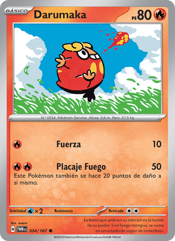 Darumaka 034 — Mascarada Crepuscular (Spanish Pokémon TCG card)