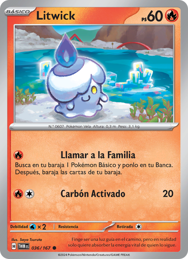 Litwick 036 — Mascarada Crepuscular (Spanish Pokémon TCG card)