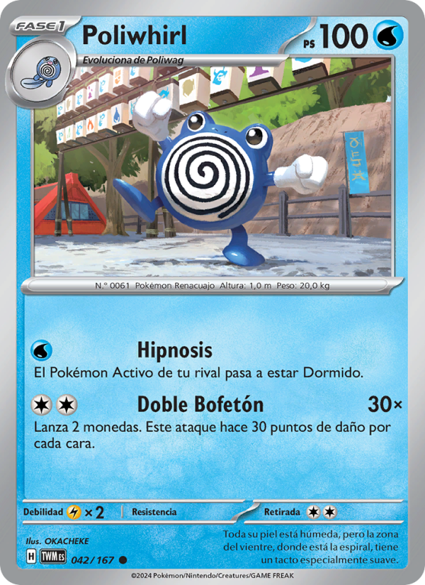 Poliwhirl 042 — Mascarada Crepuscular (Spanish Pokémon TCG card)