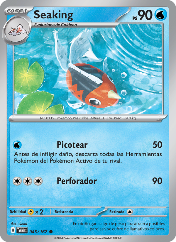 Seaking 045 — Mascarada Crepuscular (Spanish Pokémon TCG card)