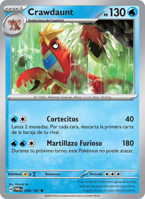 Crawdaunt 048 — Mascarada Crepuscular (Spanish Pokémon TCG card)