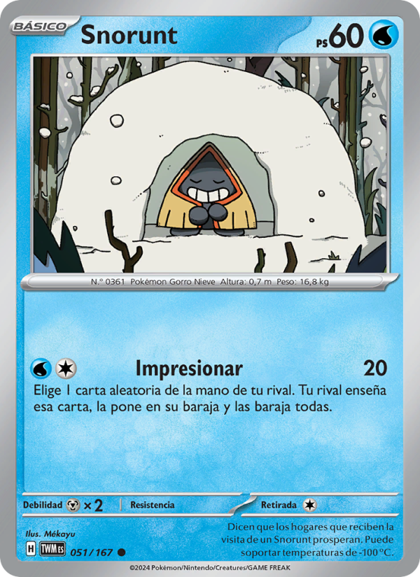 Snorunt 051 — Mascarada Crepuscular (Spanish Pokémon TCG card)