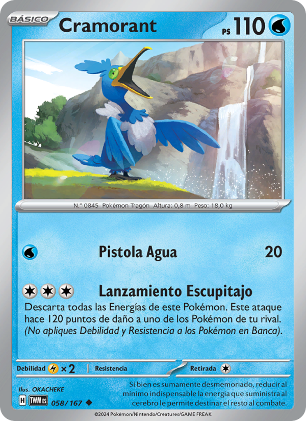 Cramorant 058 — Mascarada Crepuscular (Spanish Pokémon TCG card)