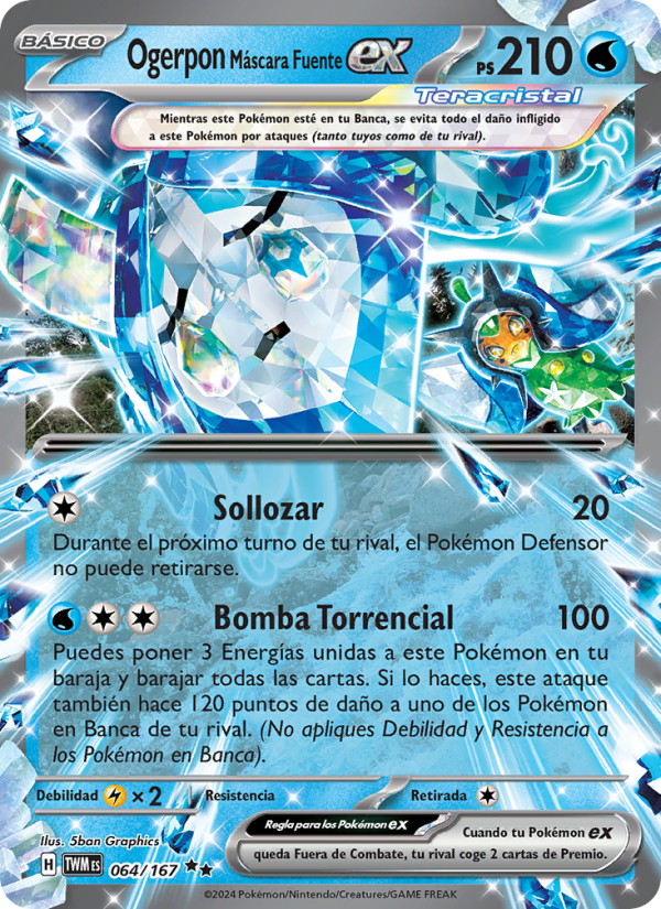 Ogerpon Máscara Fuente ex 064 — Mascarada Crepuscular (Spanish Pokémon TCG card)