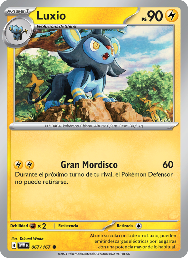 Luxio 067 — Mascarada Crepuscular (Spanish Pokémon TCG card)