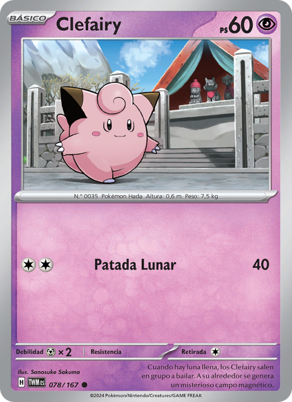 Clefairy 078 — Mascarada Crepuscular (Spanish Pokémon TCG card)