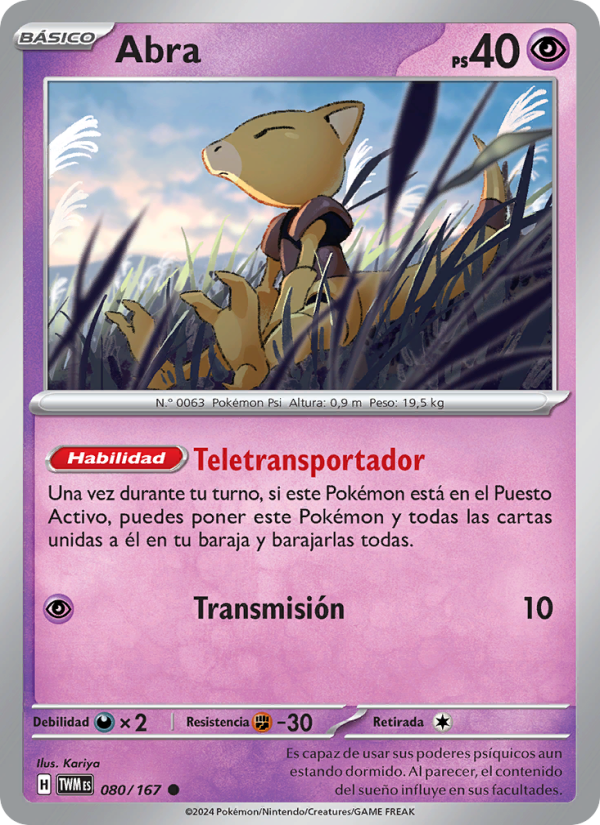 Abra 080 — Mascarada Crepuscular (Spanish Pokémon TCG card)