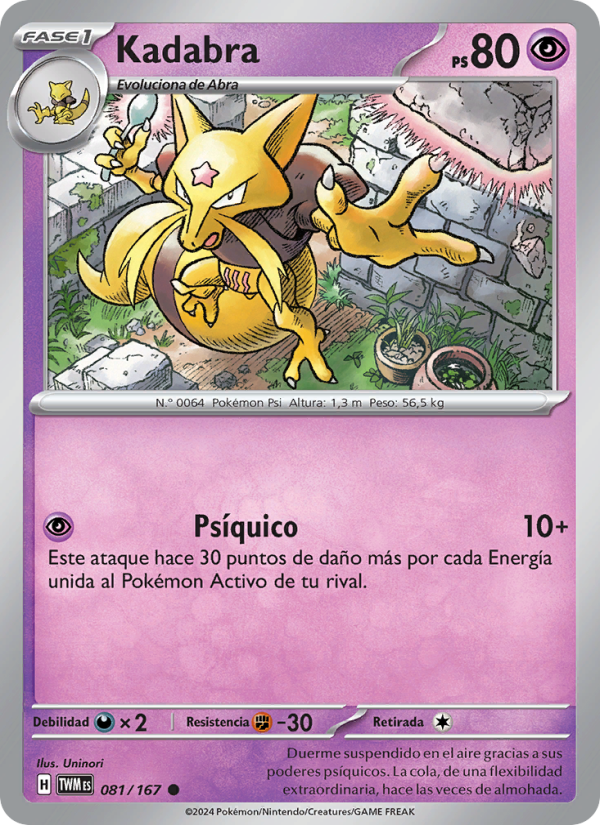 Kadabra 081 — Mascarada Crepuscular (Spanish Pokémon TCG card)
