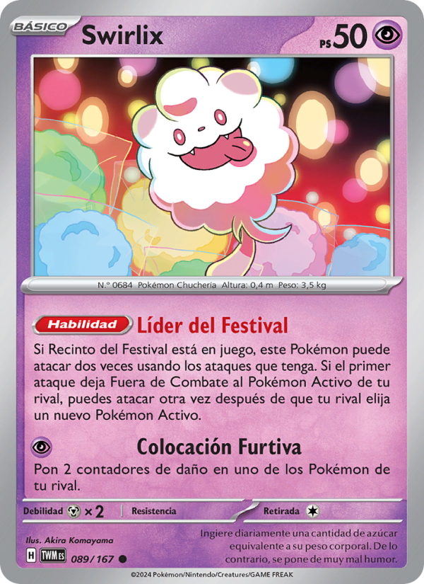 Swirlix 089 — Mascarada Crepuscular (Spanish Pokémon TCG card)