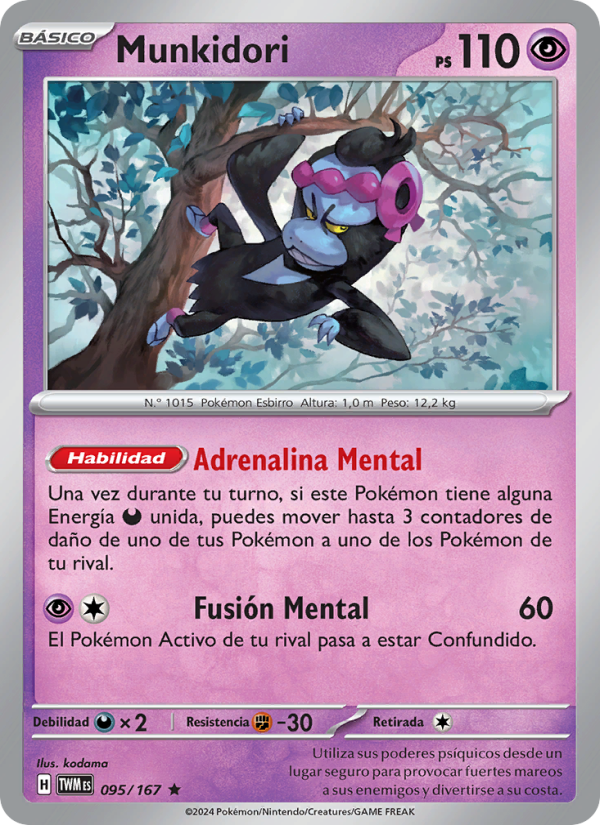 Munkidori 095 — Mascarada Crepuscular (Spanish Pokémon TCG card)