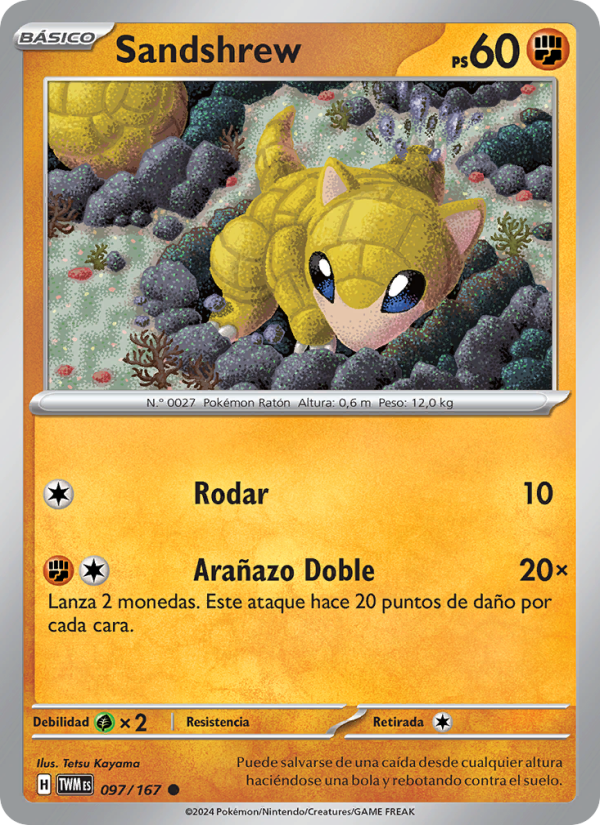 Sandshrew 097 — Mascarada Crepuscular (Spanish Pokémon TCG card)
