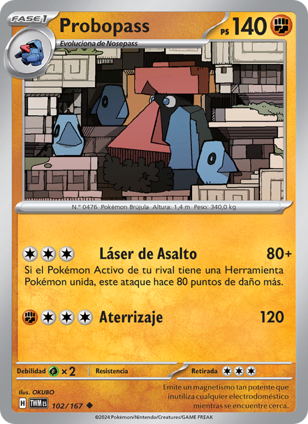 Probopass 102 — Mascarada Crepuscular (Spanish Pokémon TCG card)