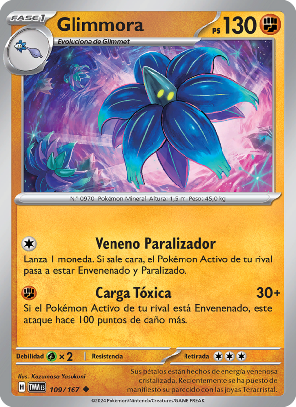 Glimmora 109 — Mascarada Crepuscular (Spanish Pokémon TCG card)