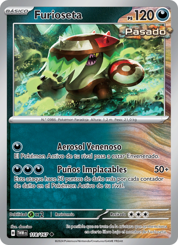 Furioseta 118 — Mascarada Crepuscular (Spanish Pokémon TCG card)