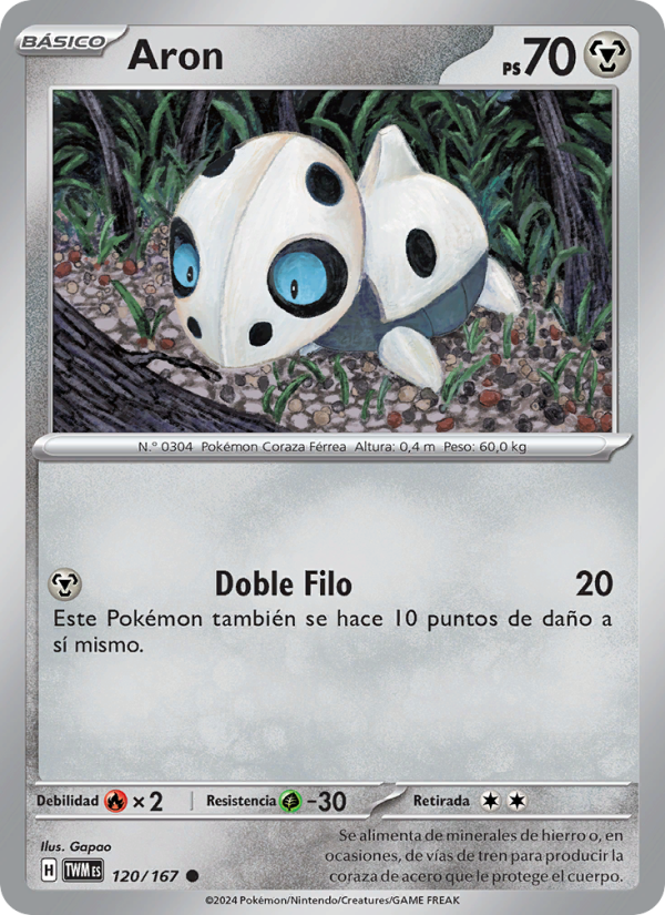 Aron 120 — Mascarada Crepuscular (Spanish Pokémon TCG card)