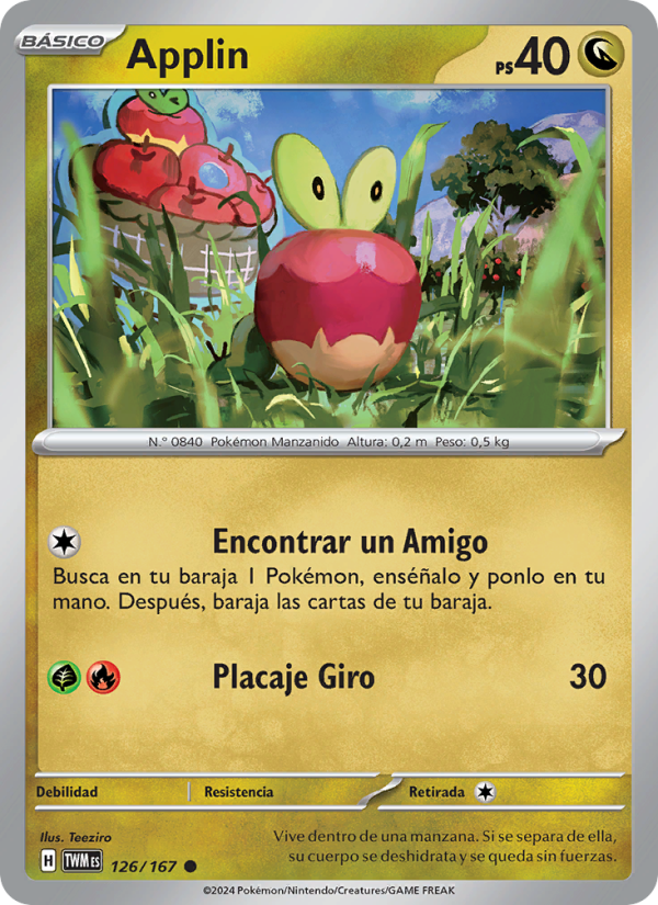 Applin 126 — Mascarada Crepuscular (Spanish Pokémon TCG card)