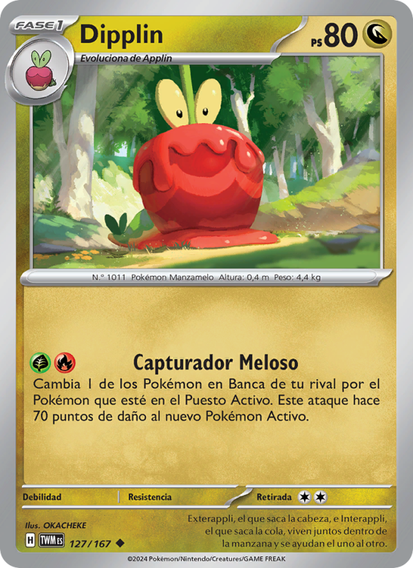 Dipplin 127 — Mascarada Crepuscular (Spanish Pokémon TCG card)