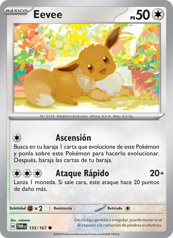Eevee 135 — Mascarada Crepuscular (Spanish Pokémon TCG card)