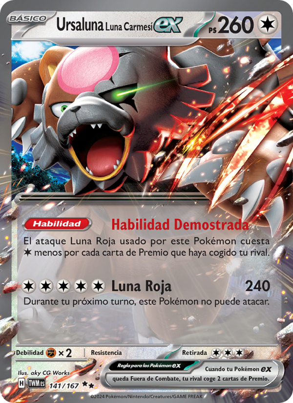 Ursaluna Luna Carmesí ex 141 — Mascarada Crepuscular (Spanish Pokémon TCG card)