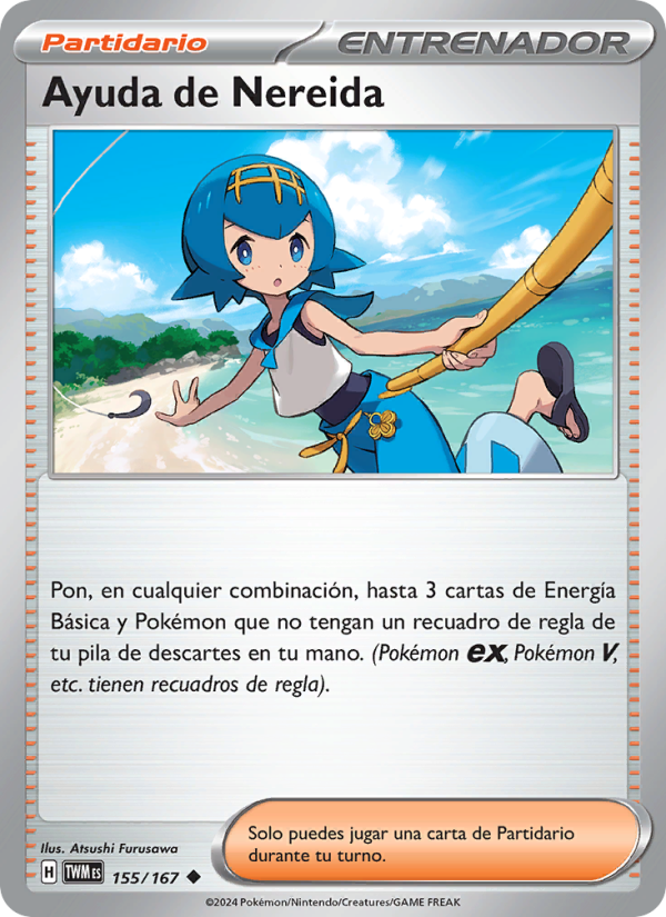 Ayuda de Nereida 155 — Mascarada Crepuscular (Spanish Pokémon TCG card)