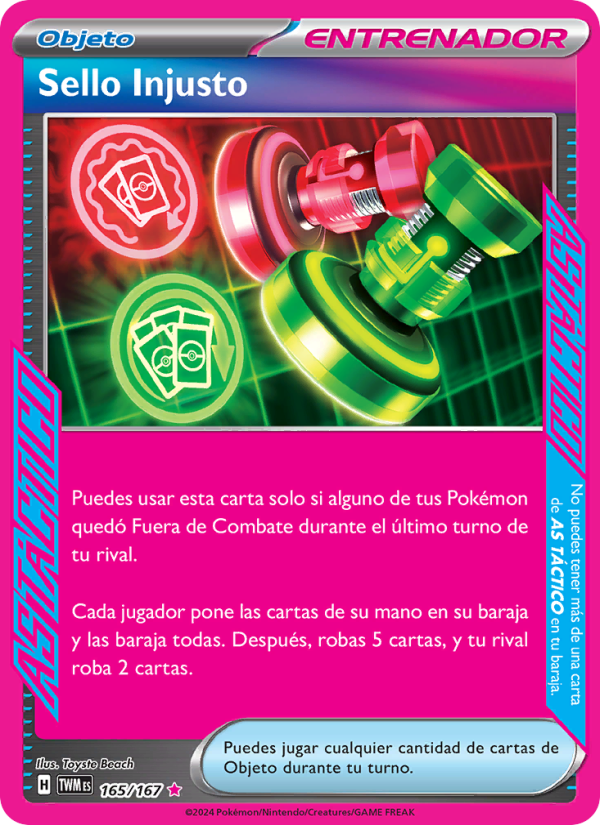 Sello Injusto 165 — Mascarada Crepuscular (Spanish Pokémon TCG card)