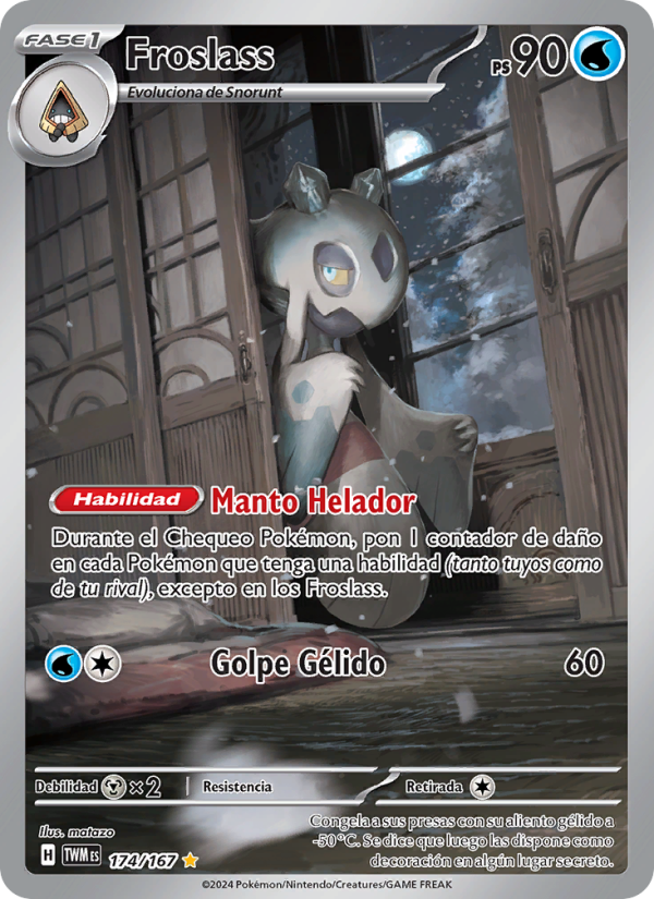 Froslass 174 — Mascarada Crepuscular (Spanish Pokémon TCG card)