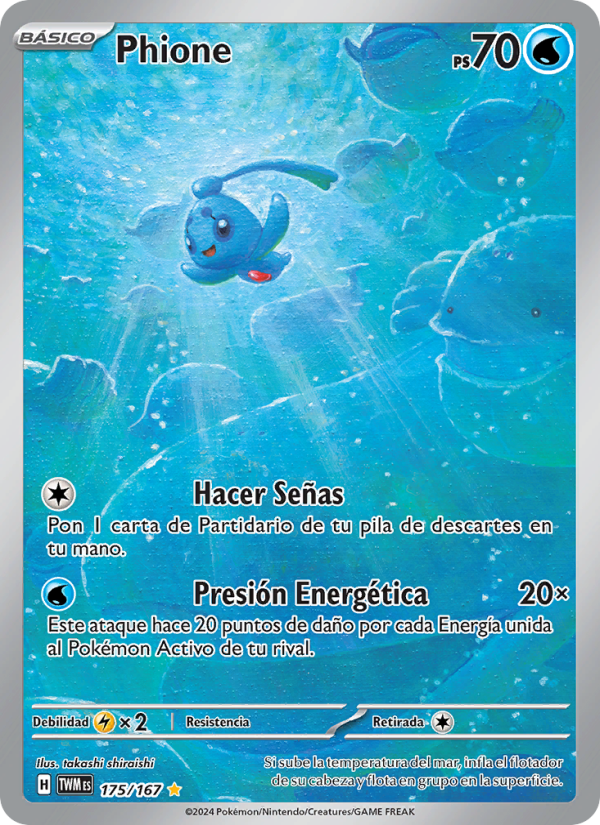 Phione 175 — Mascarada Crepuscular (Spanish Pokémon TCG card)
