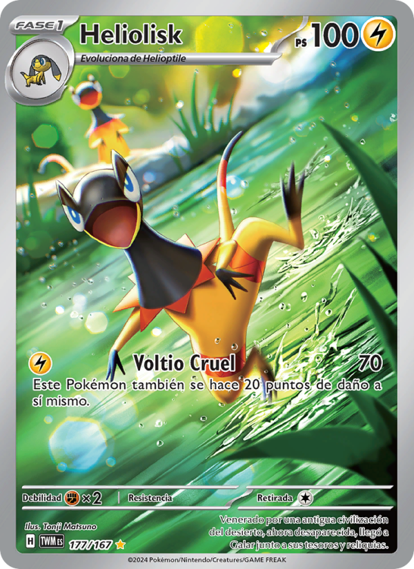 Heliolisk 177 — Mascarada Crepuscular (Spanish Pokémon TCG card)