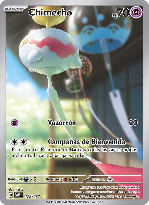 Chimecho 179 — Mascarada Crepuscular (Spanish Pokémon TCG card)