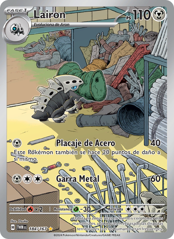 Lairon 184 — Mascarada Crepuscular (Spanish Pokémon TCG card)