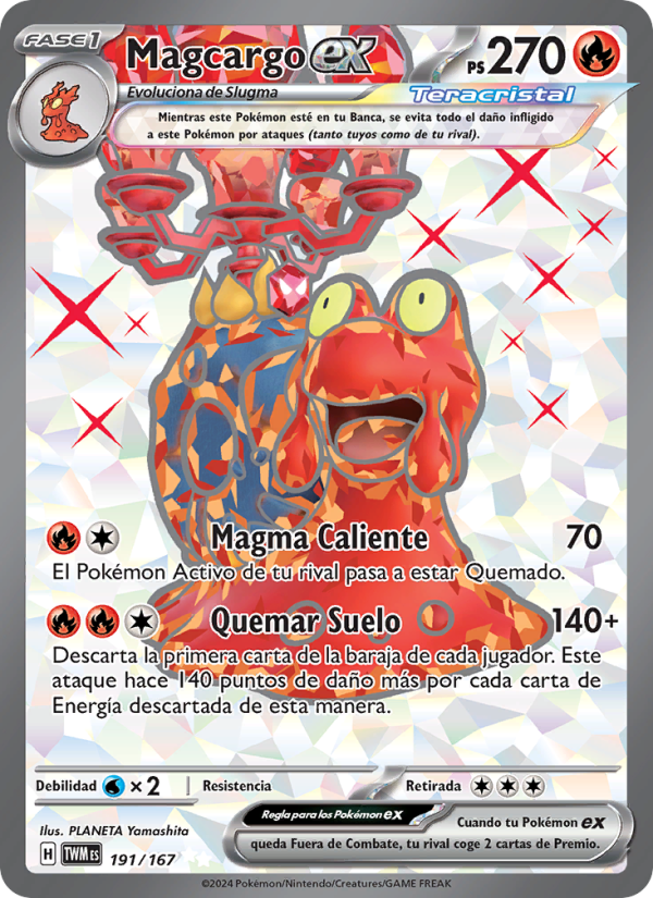 Magcargo ex 191 — Mascarada Crepuscular (Spanish Pokémon TCG card)