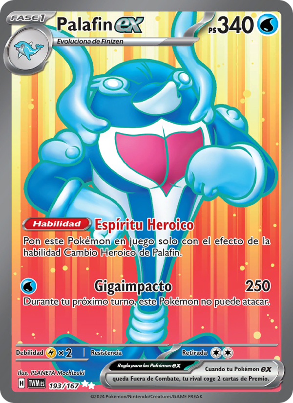 Palafin ex 193 — Mascarada Crepuscular (Spanish Pokémon TCG card)