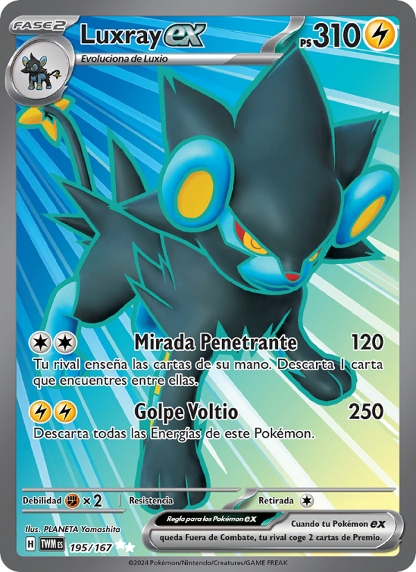Luxray ex 195 — Mascarada Crepuscular (Spanish Pokémon TCG card)