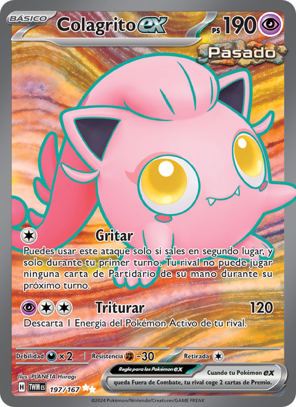 Colagrito ex 197 — Mascarada Crepuscular (Spanish Pokémon TCG card)