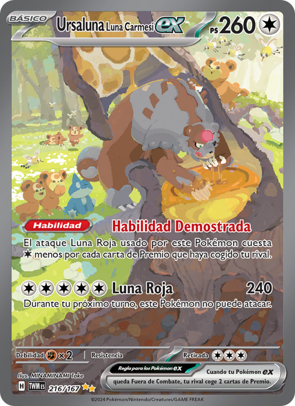 Ursaluna Luna Carmesí ex 216 — Mascarada Crepuscular (Spanish Pokémon TCG card)