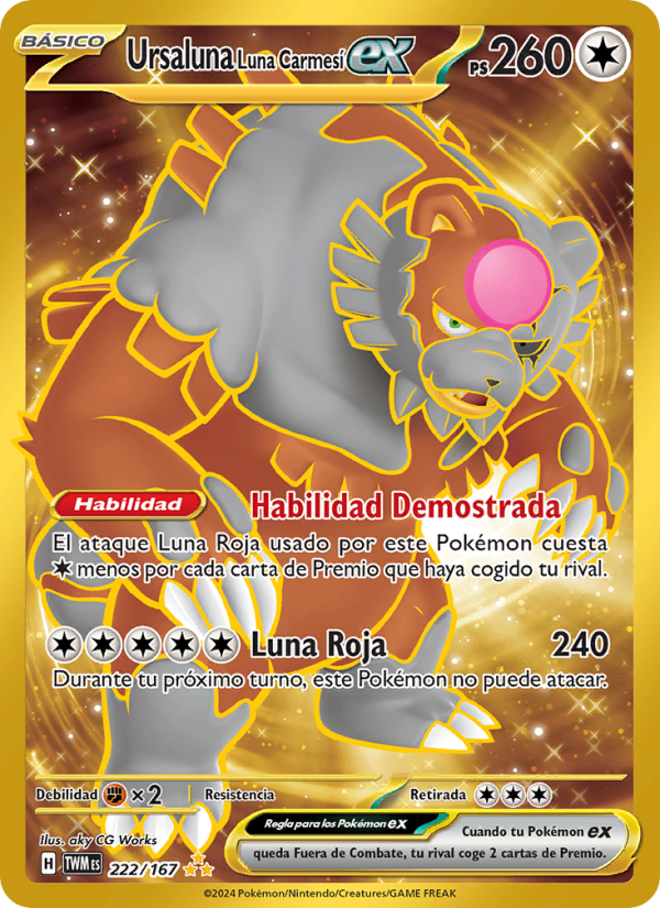 Ursaluna Luna Carmesí ex 222 — Mascarada Crepuscular (Spanish Pokémon TCG card)