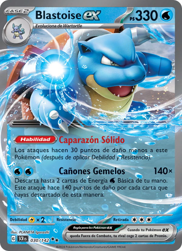 Blastoise ex 030 — Corona Astral (Spanish Pokémon TCG card)